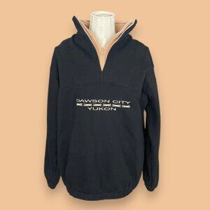 VTG Cityscape Dawson City Yukon Quarter Zip Sweatshirt - Black/Tan